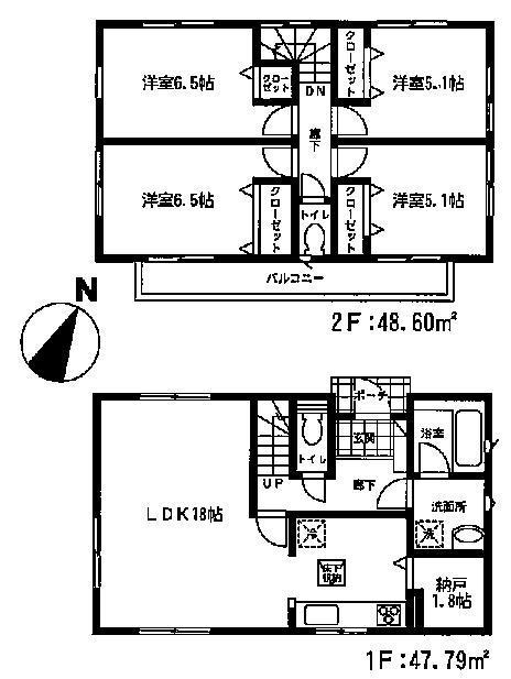 Floor plan. (6 Building), Price 17.8 million yen, 4LDK+S, Land area 220.42 sq m , Building area 96.39 sq m