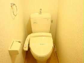 Toilet. With warm water washing toilet seat. There is a shelf in the upper. Photos in the case of 1K. 