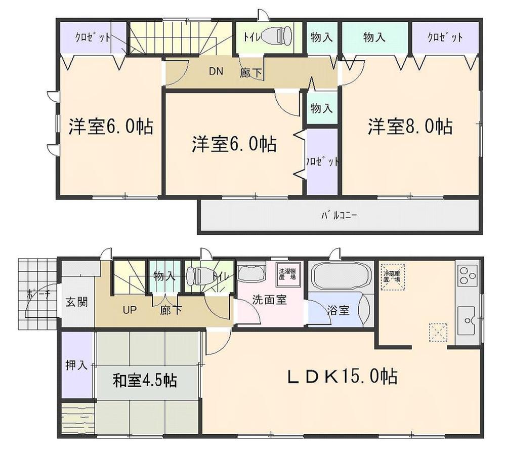 Floor plan. (3 Building), Price 23.8 million yen, 4LDK, Land area 181.64 sq m , Building area 96.79 sq m