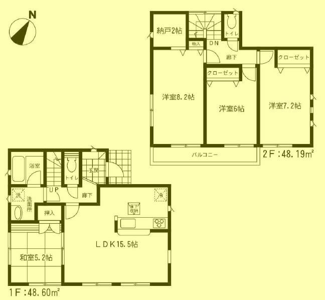 Floor plan. 12.8 million yen, 4LDK + S (storeroom), Land area 164.1 sq m , Building area 96.79 sq m