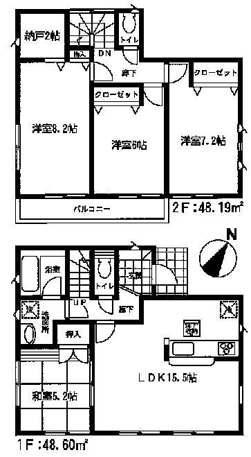 Floor plan. 14.8 million yen, 4LDK + S (storeroom), Land area 164.1 sq m , Building area 96.79 sq m