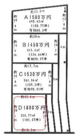 Compartment figure. Land price 18 million yen, Land area 335.77 sq m