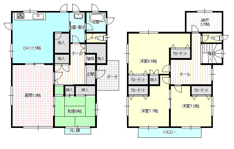 Floor plan. 12.8 million yen, 4LDK + S (storeroom), Land area 196.35 sq m , Building area 144.91 sq m