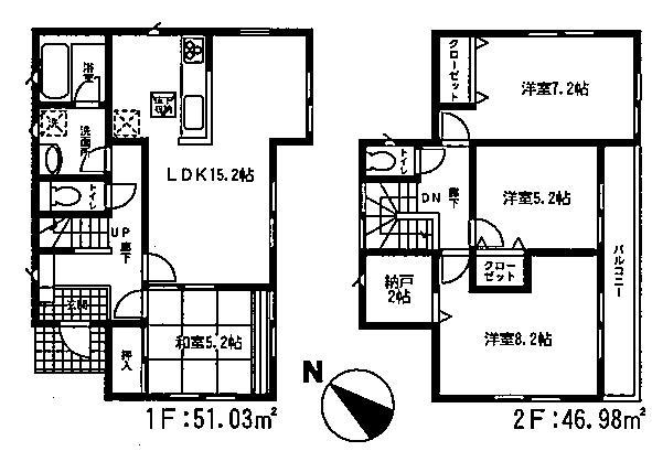 Floor plan. (4 Building), Price 15.8 million yen, 4LDK+S, Land area 186.9 sq m , Building area 98.01 sq m