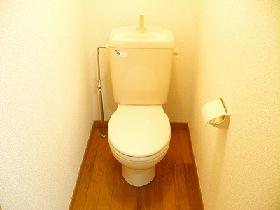 Toilet. There is wide toilet space. 