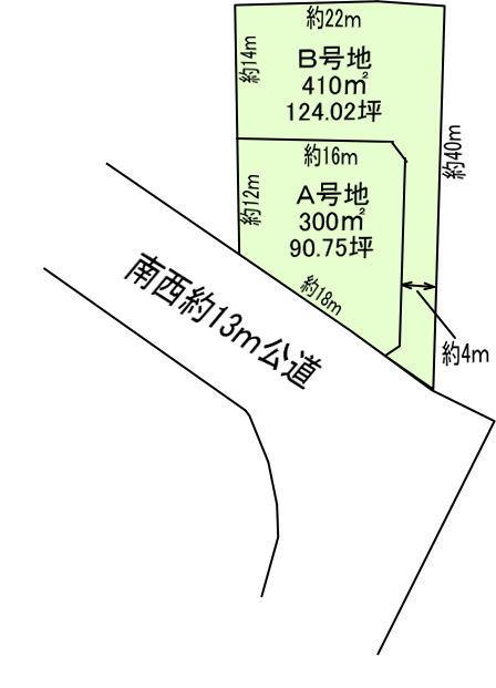 Compartment figure. Land price 7.3 million yen, Land area 410 sq m B No. land
