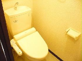 Toilet. With warm water washing toilet seat. There is a shelf in the upper. 