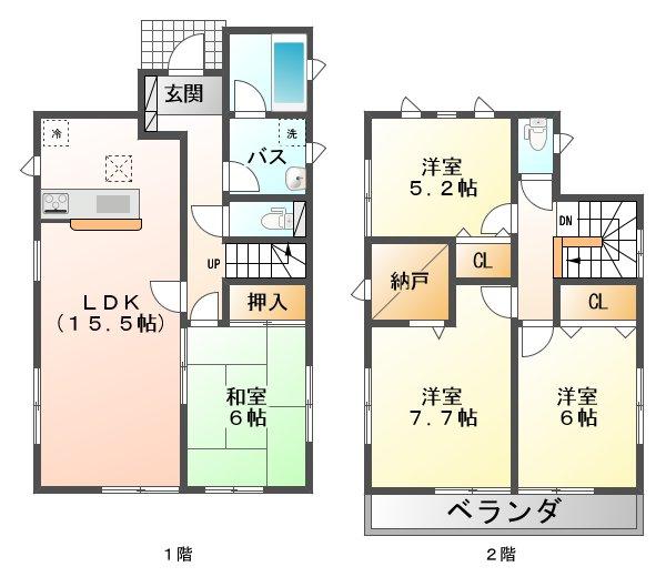 Floor plan. 29,800,000 yen, 4LDK + S (storeroom), Land area 165.05 sq m , Building area 95.57 sq m