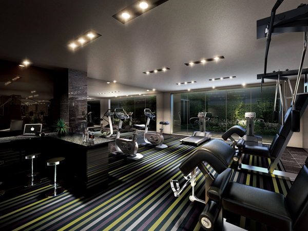 Shared facilities.  [LUXUNESS CLUB] Fitness room with a variety of training equipment. Without going to the sports club, There is a comfortable tackle in training at their own pace.