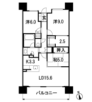 Floor: 3LDK + DEN, occupied area: 90.74 sq m
