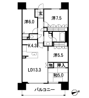 Floor: 4LDK, occupied area: 91.35 sq m