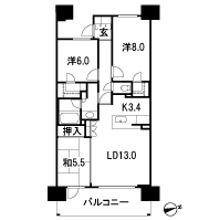 Floor: 3LDK, occupied area: 80.99 sq m