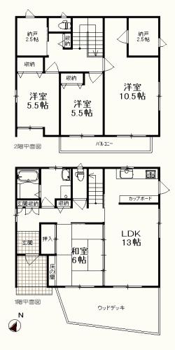 Floor plan. 23.8 million yen, 4LDK + 2S (storeroom), Land area 338.8 sq m , Building area 123.82 sq m