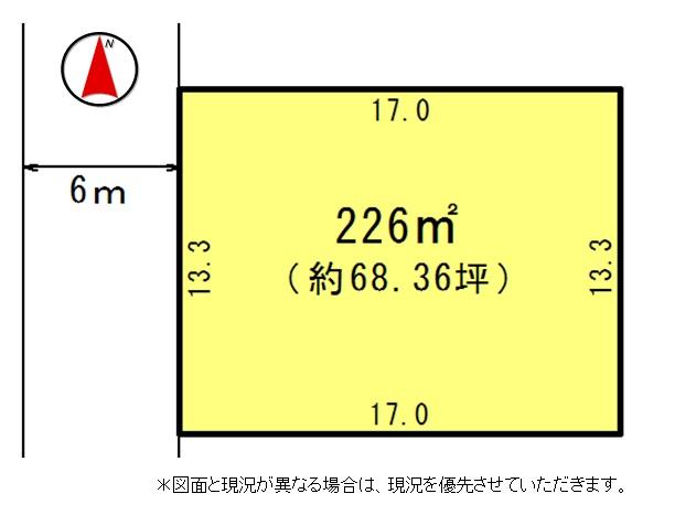 Compartment figure. Land price 10.2 million yen, Land area 226 sq m