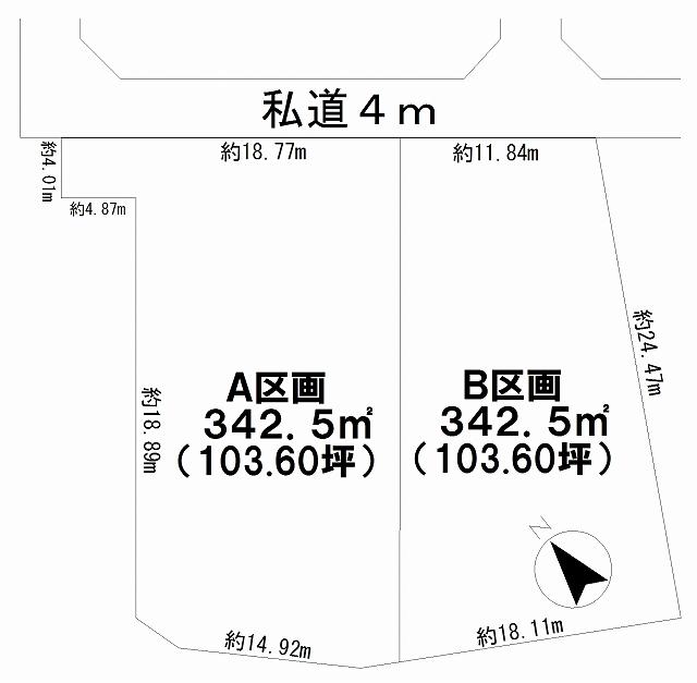 Compartment figure. Land price 4 million yen, Land area 342.5 sq m