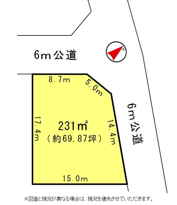 Compartment figure. Land price 13,270,000 yen, Land area 231 sq m