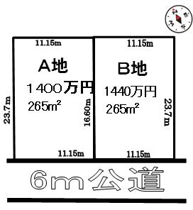 Compartment figure. Land price 13 million yen, Land area 265 sq m