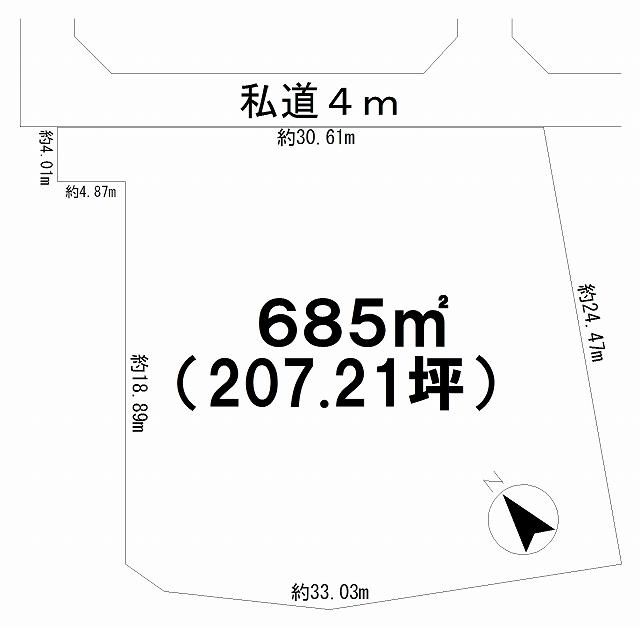 Compartment figure. Land price 6.22 million yen, Land area 685 sq m