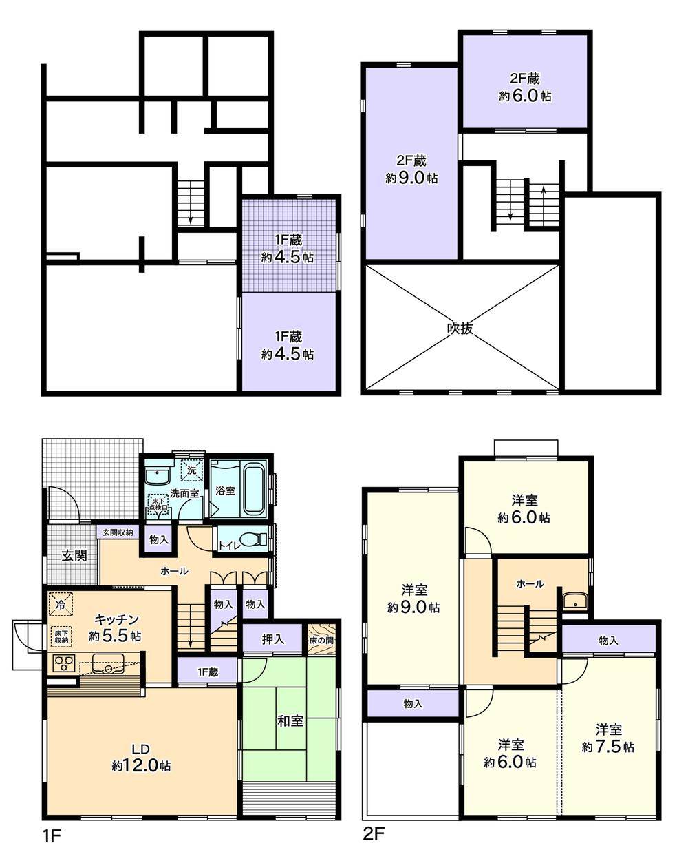 Floor plan. 32,800,000 yen, 4LDK + 3S (storeroom), Land area 250.83 sq m , Building area 130 sq m