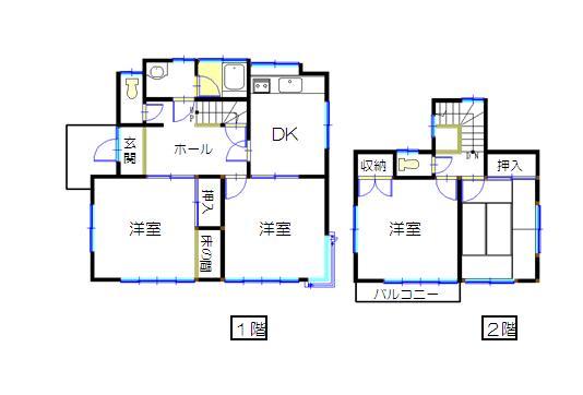 Floor plan. 8,980,000 yen, 4DK, Land area 166.55 sq m , Building area 89.42 sq m