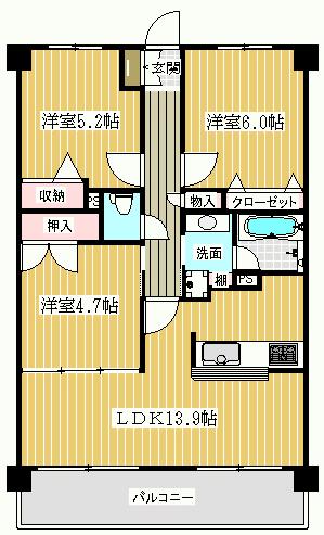 Floor plan. 3LDK, Price 15.8 million yen, Footprint 66 sq m , Balcony area 10.8 sq m