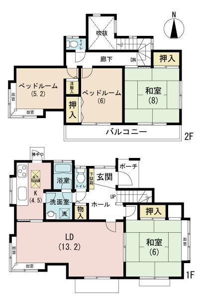 Floor plan. 18.5 million yen, 4LDK, Land area 209.98 sq m , Building area 108.06 sq m