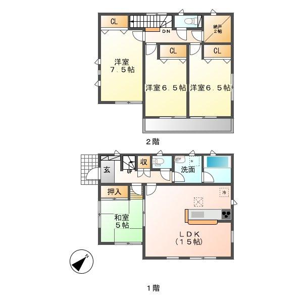 Floor plan. (1 Building), Price 17.8 million yen, 4LDK+S, Land area 201.53 sq m , Building area 96.79 sq m