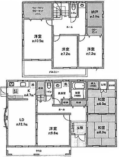Floor plan. 48,500,000 yen, 6LDK + S (storeroom), Land area 275.09 sq m , 6LDK + S of building area 173.5 sq m meter module