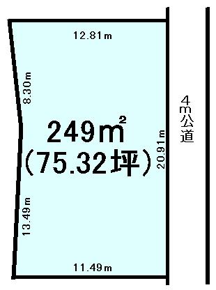 Compartment figure. Land price 4.8 million yen, Land area 249 sq m