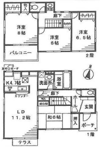 Floor plan. 18,800,000 yen, 4LDK, Land area 230.49 sq m , Building area 107.96 sq m