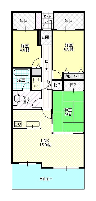 Floor plan. 3LDK, Price 14.9 million yen, Occupied area 72.06 sq m , Balcony area 12.26 sq m