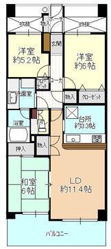 Floor plan. 3LDK, Price 14.8 million yen, Occupied area 67.95 sq m , Balcony area 12.22 sq m 3LDK