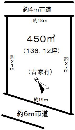 Compartment figure. Land price 17.5 million yen, Land area 450 sq m spacious 136 square meters! Hitachinoushiku walking distance!