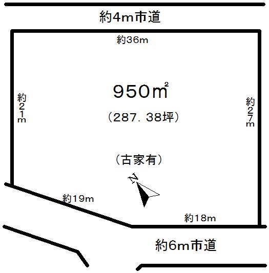 Compartment figure. Land price 32,800,000 yen, Land area 950 sq m spacious 287 square meters! Hitachinoushiku walking distance!