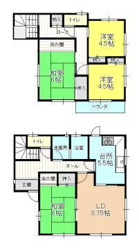 Floor plan. 10.3 million yen, 4LDK, Land area 153.96 sq m , Building area 96.46 sq m