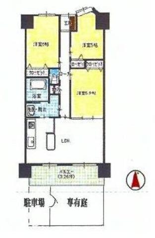 Floor plan. 3LDK, Price 15.9 million yen, Footprint 66 sq m , Balcony area 10.8 sq m