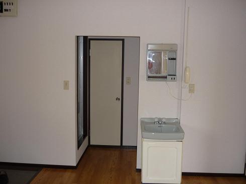 Washroom. Independent sink and washing machine inside the yard