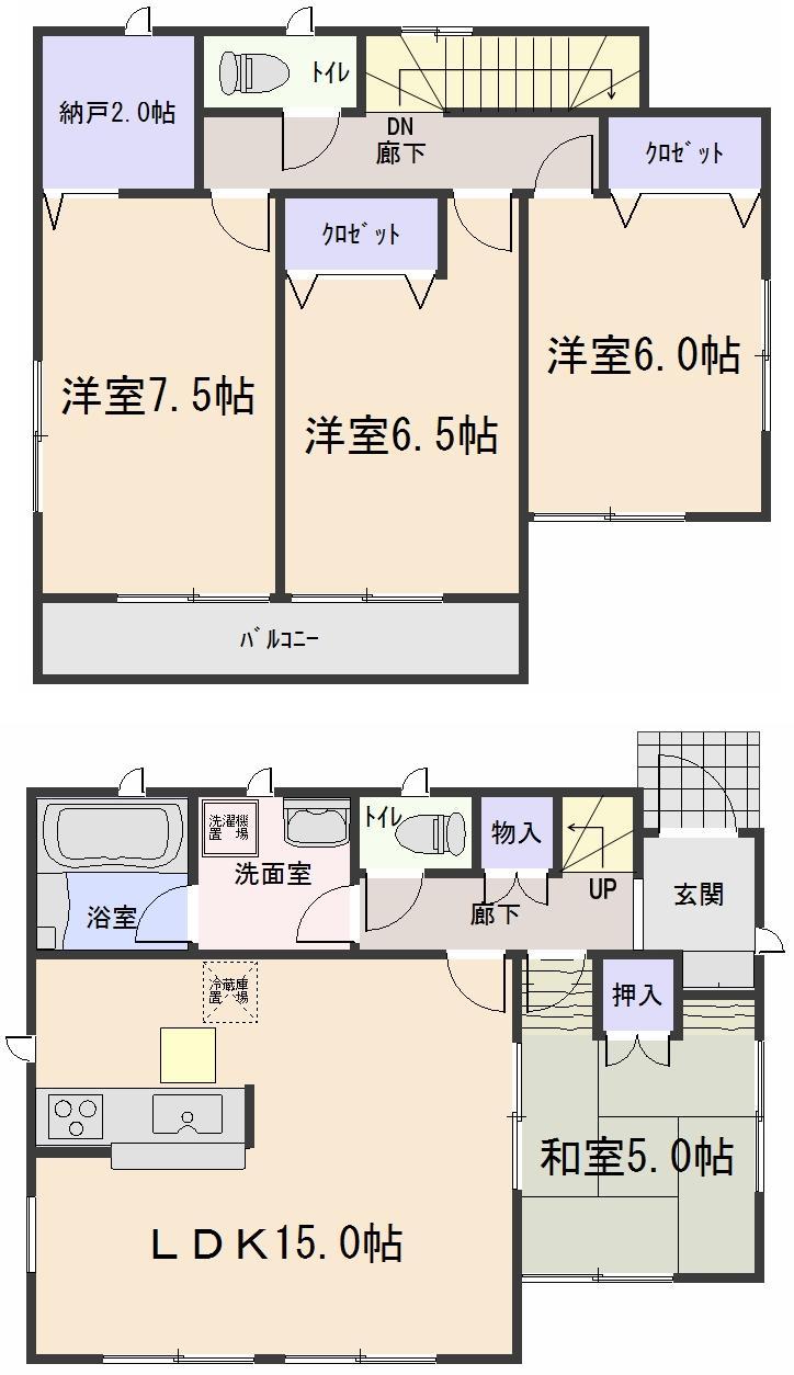 Floor plan. (Building 2), Price 19,800,000 yen, 4LDK+S, Land area 191.53 sq m , Building area 94.56 sq m