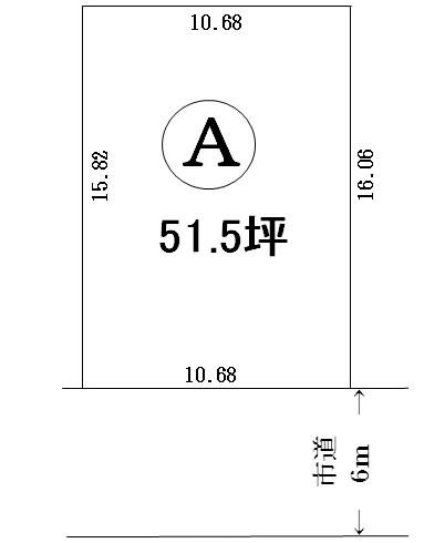 Compartment figure. Land price 7.5 million yen, Land area 170.26 sq m south road width 6m. It is shaping land