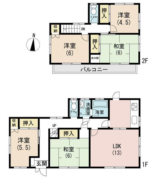Floor plan. 7.5 million yen, 5LDK, Land area 180.75 sq m , Building area 91.91 sq m