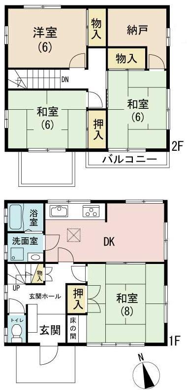 Floor plan. 12.8 million yen, 4DK + S (storeroom), Land area 172.38 sq m , Building area 95.08 sq m