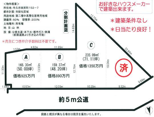Compartment figure. Land price 8.6 million yen, Land area 159 sq m