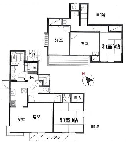 Floor plan. 16,750,000 yen, 4LDK, Land area 264.64 sq m , Building area 107.65 sq m