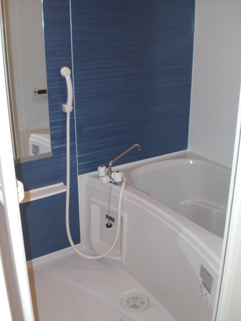 Bath. Stylish bath of white and blue
