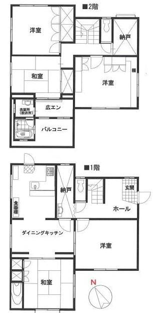 Floor plan. 13 million yen, 5DK + S (storeroom), Land area 183.92 sq m , Building area 136.19 sq m   Extension there unregistered part 11.6 sq m. 