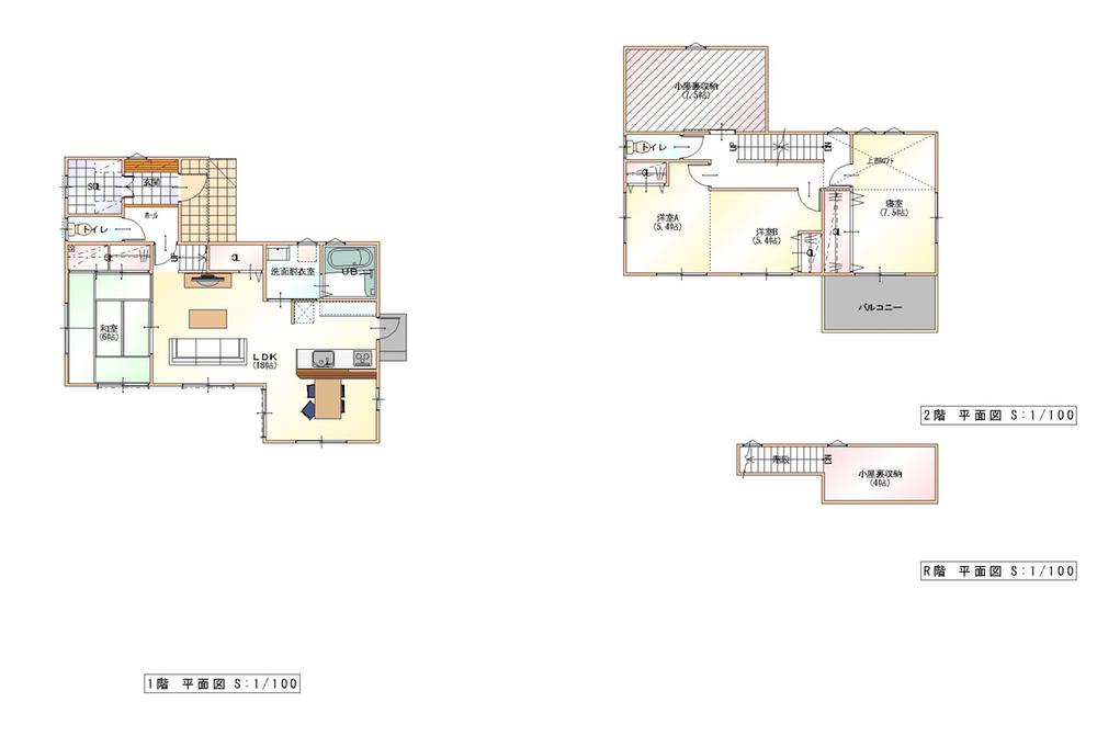 Floor plan. 32,800,000 yen, 3LDK, Land area 206.47 sq m , Building area 107.65 sq m