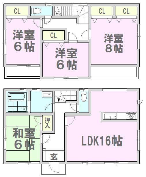 Floor plan. 20.8 million yen, 4LDK, Land area 166.86 sq m , Building area 103.5 sq m