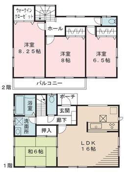 Floor plan. (6 Building), Price 19,800,000 yen, 4LDK, Land area 228.39 sq m , Building area 105.98 sq m