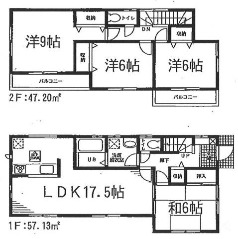 Floor plan. 18,800,000 yen, 4LDK, Land area 166.86 sq m , Building area 104.33 sq m
