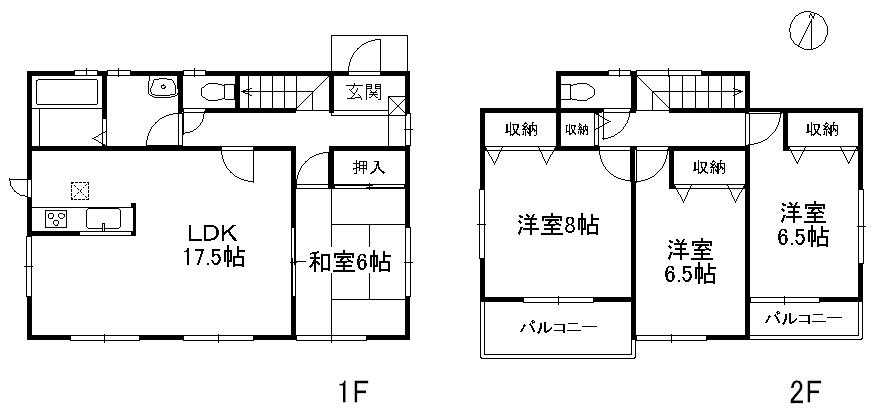 Floor plan. (1 Building), Price 21,800,000 yen, 4LDK, Land area 228.51 sq m , Building area 105.98 sq m